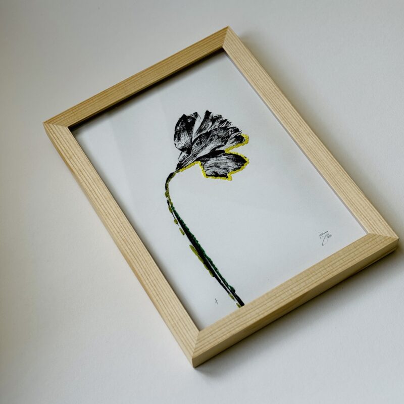 Daffodil Monoprint with Thread